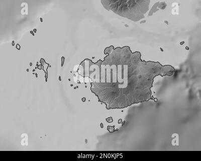 Basilan, province of Philippines. Grayscale elevation map with lakes and rivers Stock Photo