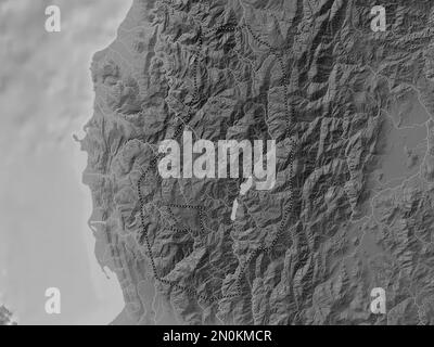 Benguet, province of Philippines. Grayscale elevation map with lakes and rivers Stock Photo