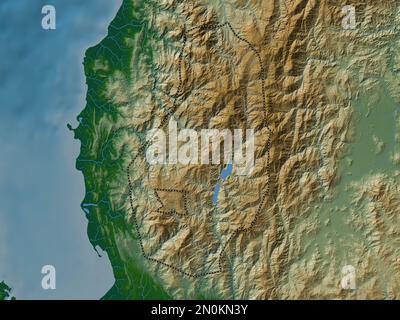 Benguet, province of Philippines. Colored elevation map with lakes and rivers Stock Photo