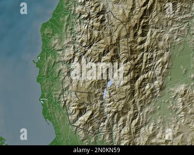 Benguet, province of Philippines. Elevation map colored in wiki style with lakes and rivers Stock Photo