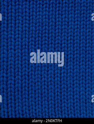 Woolen blue knitted warm texture fabric background Stock Photo