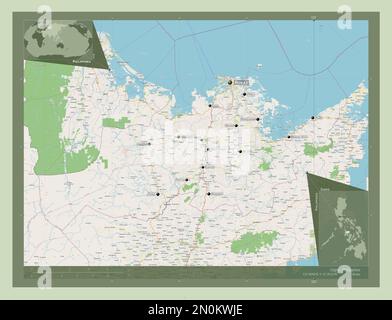 Capiz Map Shape Capiz, province of Philippines. Open Street Map. Corner auxiliary ...