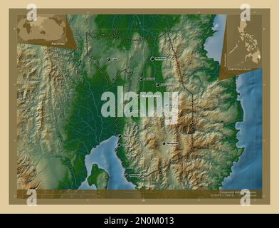 Compostela Valley, province of Philippines. Colored elevation map with ...