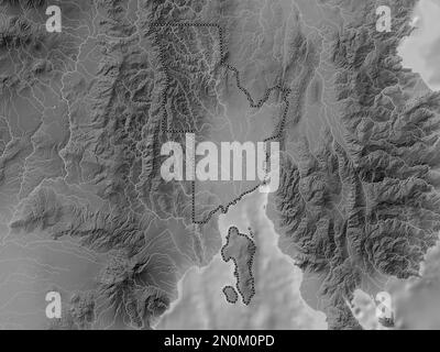 Davao del Norte, province of Philippines. Grayscale elevation map with lakes and rivers Stock Photo