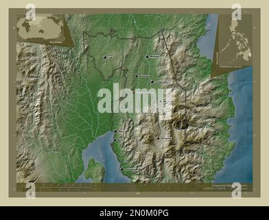 Compostela Valley, province of Philippines. Colored elevation map with ...