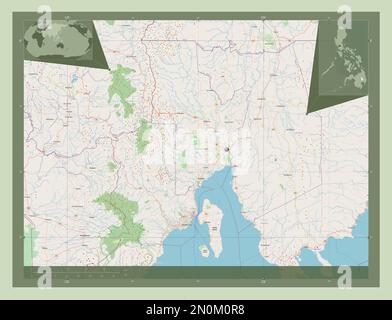 Davao del Norte, province of Philippines. Open Street Map. Corner auxiliary location maps Stock Photo