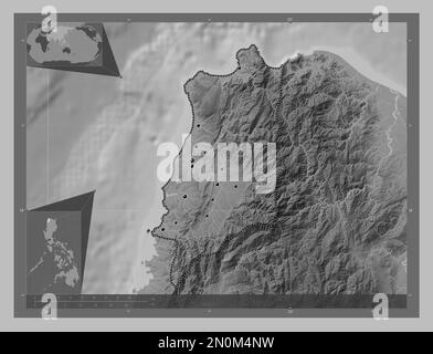 Ilocos Rivers Ilocos Norte, province of Philippines. Grayscale elevation map with ...