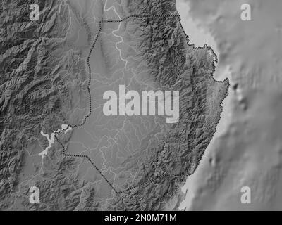 Isabela, province of Philippines. Grayscale elevation map with lakes and rivers Stock Photo