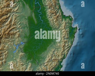 Isabela, province of Philippines. Colored elevation map with lakes and rivers Stock Photo