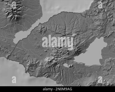 Lanao del Norte, province of Philippines. Bilevel elevation map with lakes and rivers Stock Photo