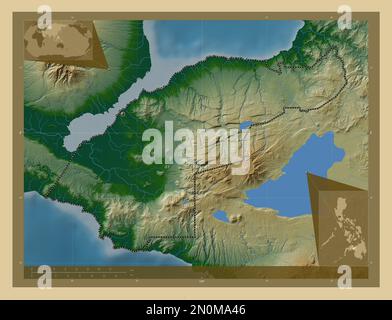 Lanao del Norte, province of Philippines. Colored elevation map with lakes and rivers. Corner auxiliary location maps Stock Photo