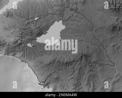 Lanao del Sur, province of Philippines. Grayscale elevation map with lakes and rivers Stock Photo