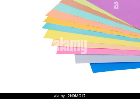 Folders in different pastel colors isolated on white background Stock Photo