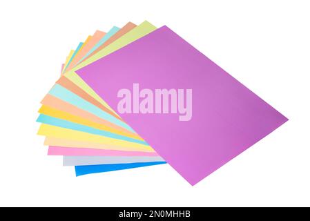 Folders in different pastel colors isolated on white background Stock Photo