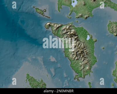 Occidental Mindoro, province of Philippines. Elevation map colored in wiki style with lakes and rivers Stock Photo