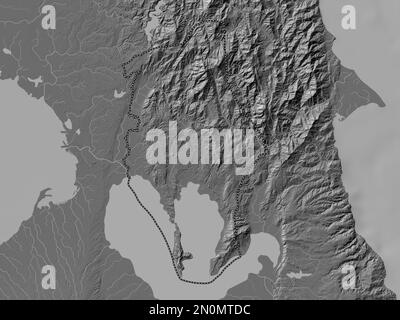 Rizal, province of Philippines. Bilevel elevation map with lakes and rivers Stock Photo