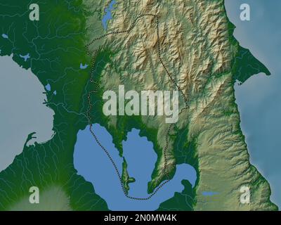 Rizal, province of Philippines. Colored elevation map with lakes and rivers Stock Photo