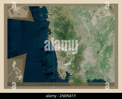 Zambales, province of Philippines. High resolution satellite map. Corner auxiliary location maps Stock Photo