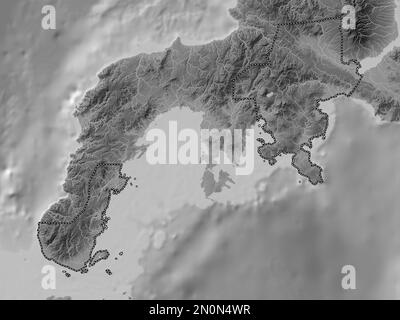 Zamboanga del Sur, province of Philippines. Grayscale elevation map with lakes and rivers Stock Photo