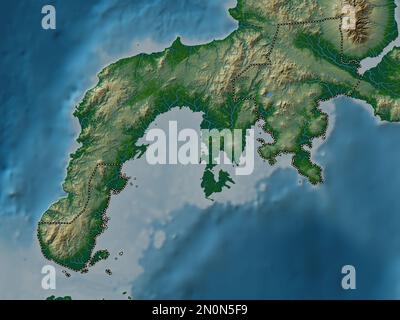 Zamboanga del Sur, province of Philippines. Colored elevation map with lakes and rivers Stock Photo