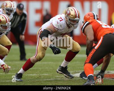 August 8, 2018: iSan Francisco 49ers offensive tackle Erik Magnuson (62)  and San Francisco 49ers offensive tackle Mike Person (68) celebrate a  touchdown in the second half in the game between the