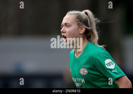 EINDHOVEN - PSV V1 goalkeeper Lisan Alkemade during the Dutch Eredivisie women's match between PSV and Ajax at PSV Campus De Herdgang on February 5, 2023 in Eindhoven, Netherlands. AP | Dutch Height | Jeroen Putmans Stock Photo