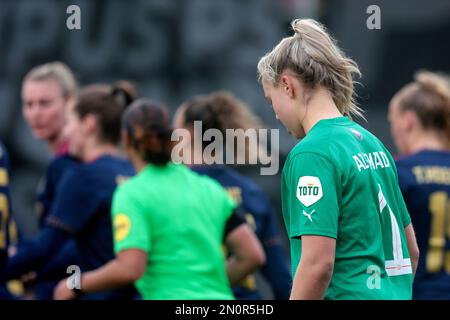 EINDHOVEN - PSV V1 goalkeeper Lisan Alkemade during the Dutch Eredivisie women's match between PSV and Ajax at PSV Campus De Herdgang on February 5, 2023 in Eindhoven, Netherlands. AP | Dutch Height | Jeroen Putmans Stock Photo