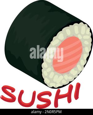 Sushi icon isometric vector. Traditional japanese dish sushi roll with salmon. Food concept, healthy nutrition Stock Vector
