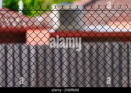 Wire mesh fence abstract background view in Victoria Australia. Stock Photo