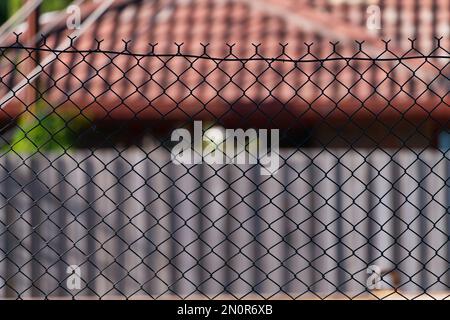 Wire fence background abstract view in Victoria Australia. Stock Photo