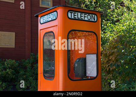 Old Swedish phonebooth Stock Photo