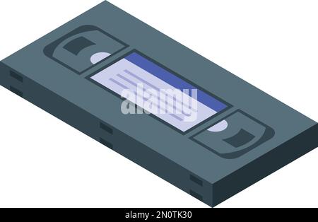 Vhs tape icon isometric vector. Old cassette. Video stereo Stock Vector