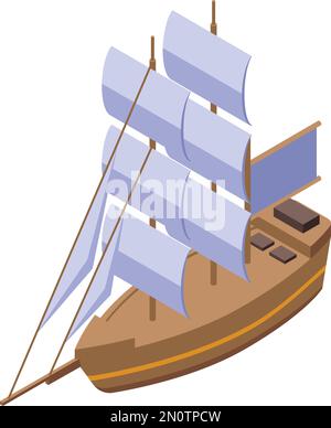 Sea ship icon isometric vector. Sail boat. Marine yacht Stock Vector