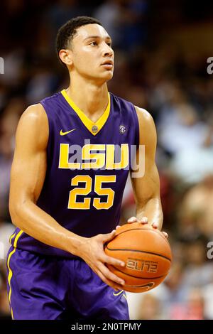 LSU's Ben Simmons attempts a free throw in the first half against the  College of Charleston during an NCAA college basketball game at TD Arena,  Monday Nov. 30, 2015, in Charleston, S.C.