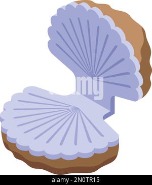 Sea shell icon isometric vector. Seashell snail. Clam scallop Stock Vector