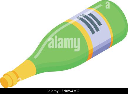 White wine bottle icon isometric vector. Drink barrel. Cork vine Stock Vector