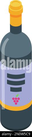 Wine bottle icon isometric vector. Drink barrel. Food glass Stock Vector