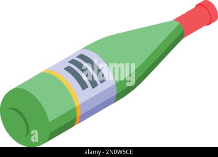 Prosecco wine bottle icon isometric vector. Barrel drink. Winery food Stock Vector