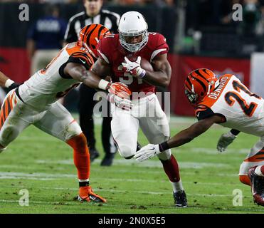 Sep 13, 2015; Glendale, AZ, USA; Arizona Cardinals running back David  Johnson (31) carries the ball on a 55 yard touchdown run in the second half  against the New Orleans Saints at