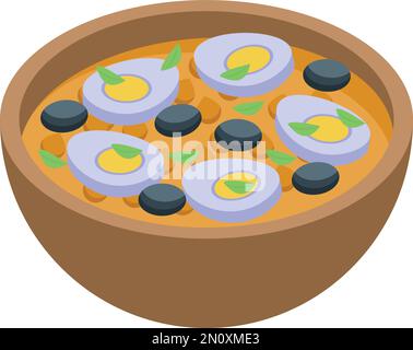 Portuguese egg soup icon isometric vector. Cod food. Meal menu Stock Vector