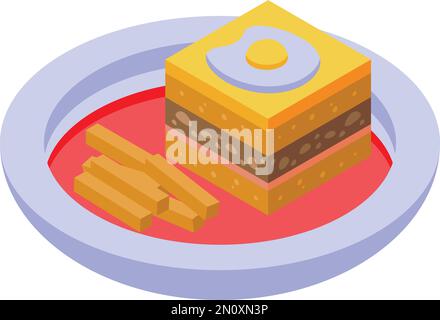 Egg tart cake icon isometric vector. Portuguese cuisine. Meal dish Stock Vector