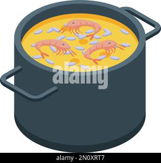 Portuguese shrimp soup icon isometric vector. Food cuisine. Cod egg Stock Vector