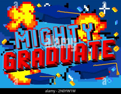 Mighty Ideas. Pixelated word with geometric graphic background. Vector ...