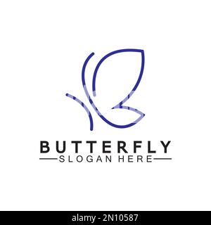 Simple Butterfly monoline logo-Vector illustration Stock Vector