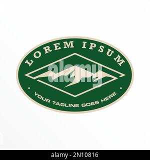 Simple Mountain in Ellipse emblem image graphic icon logo design abstract concept vector stock. Can be used as a symbol related to adventure. Stock Vector