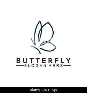 Simple Butterfly monoline logo-Vector illustration Stock Vector