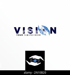 Letter VISION with flip Hands and eye image graphic icon logo design abstract concept vector stock. Can be used as a symbol related to health. Stock Vector