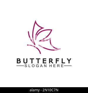 Simple Butterfly monoline logo-Vector illustration Stock Vector