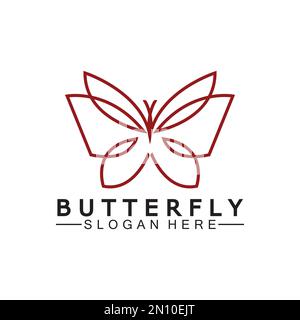 Simple Butterfly monoline logo-Vector illustration Stock Vector