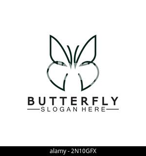 Simple Butterfly monoline logo-Vector illustration Stock Vector